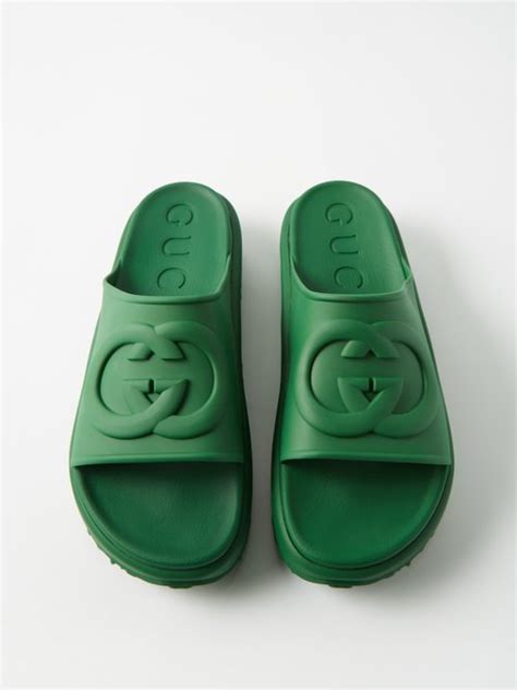 green rubber gucci slides|gucci miami rubber platform slides.